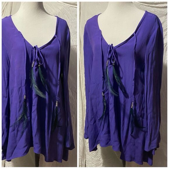 PJK, Flowy, Indigo, Oversized, Boho Dakota Tunic Blouse - Picture 3 of 16